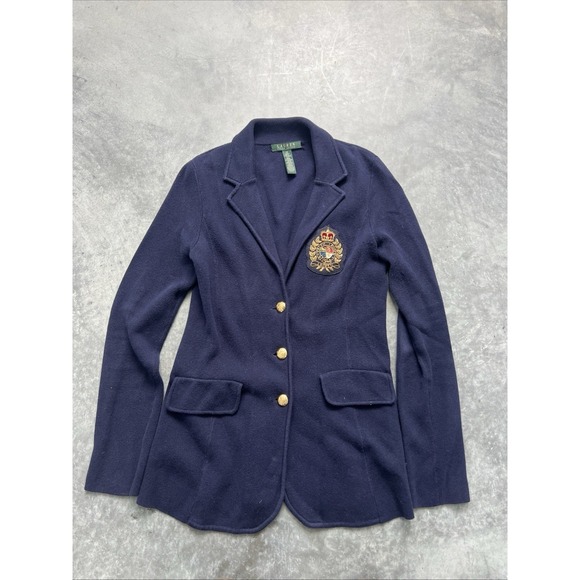 Ralph Lauren Sweaters - Ralph Lauren cardigan  Sweater Navy Crest Logo Patch Classic Preppy Xs Sku325